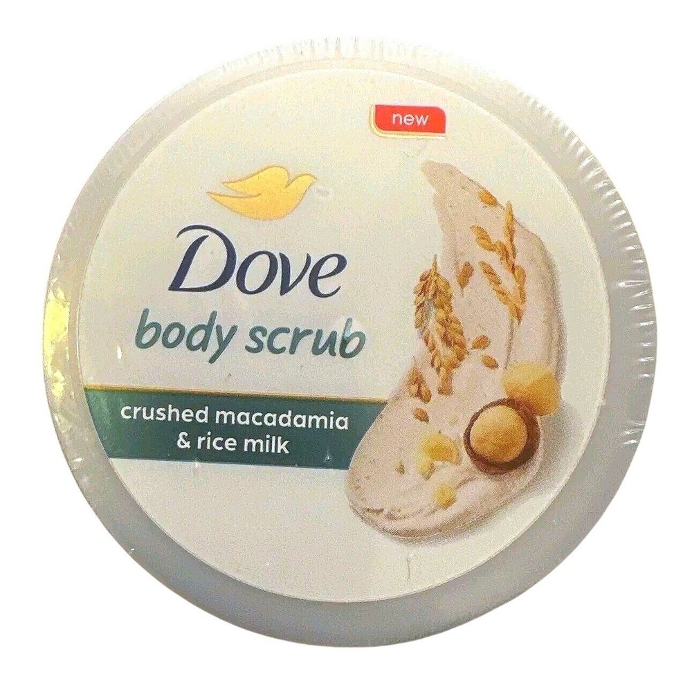 New Dove Body Scrub Crushed Macadamia & Rice Milk Exfoliating Moisturizing